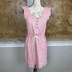 Cooperative Mini‎ Dress Medium Pink Ruffle Sleeves Drawstring Waist Cottagecore